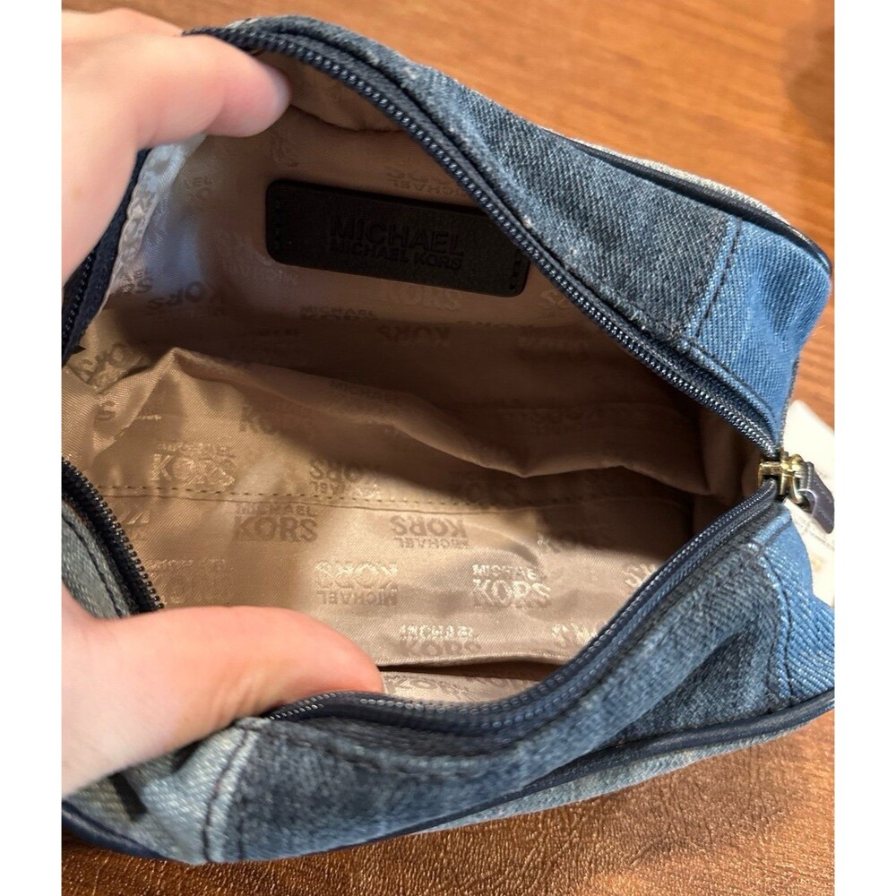 Michael Kors Patchwork Multicolor Denim Zip Travel Pouch - Picture 5 of 8